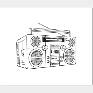 Boombox (Black Lines) Analog / Music Posters and Art